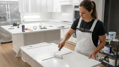 Professional cabinet painting in Kansas City, KS by expert house painters for kitchen transformation