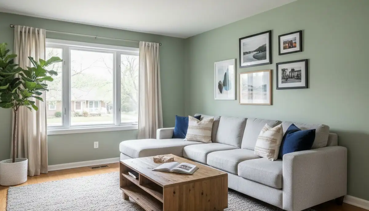 Freshly painted Kansas City, KS living room with smooth walls and expert interior paint finish