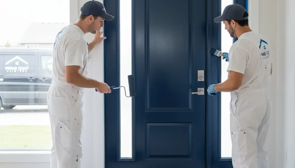 Professional door painting and refinishing in Kansas City, KS enhancing curb appeal and weather protection