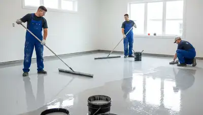 Professional epoxy floor coating in Kansas City, KS garage by local house painting experts