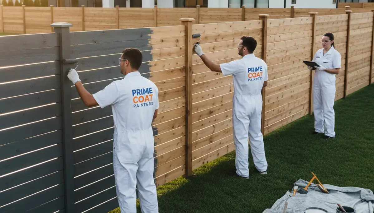 Professional fence painting in Kansas City, KS with durable weather-resistant exterior coatings