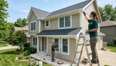Professional house painters in Kansas City KS enhancing home exterior with fresh paint