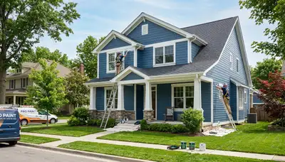 Professional house painters improving home exterior in Kansas City KS