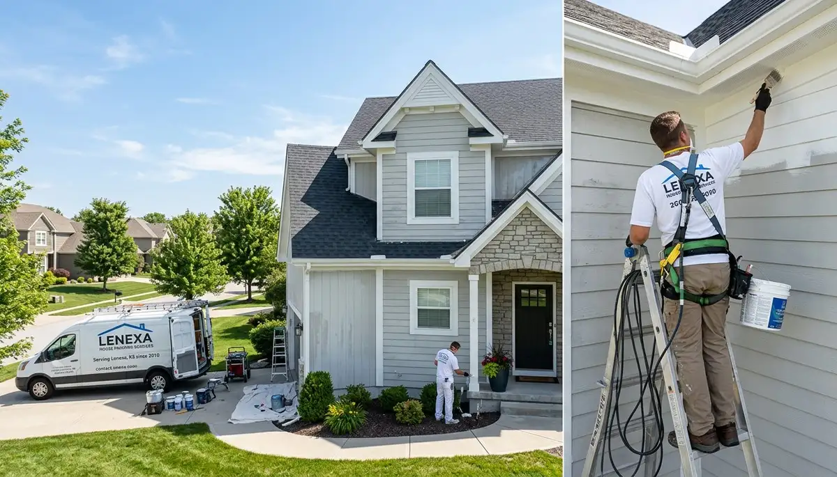 Professional house painters in Kansas City KS restoring home exterior with fresh paint finish