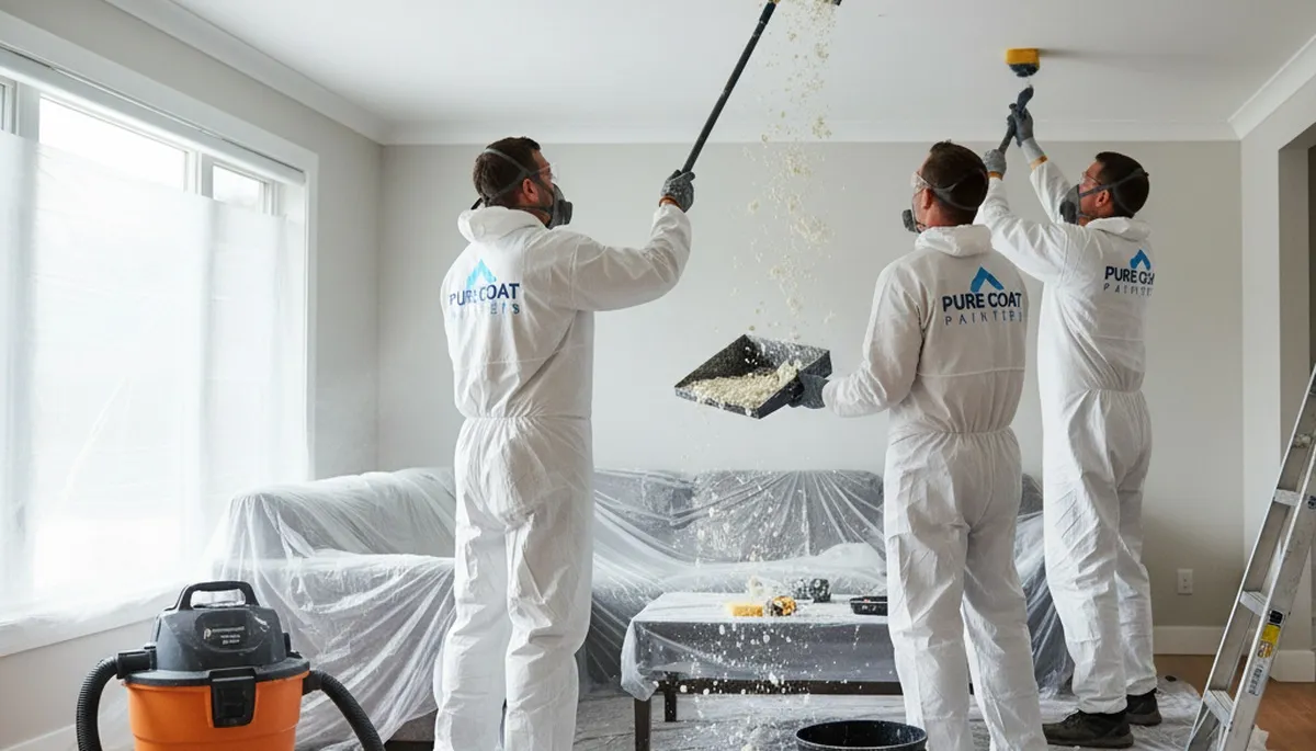 Professional popcorn ceiling removal and repainting in Kansas City, KS home interior