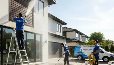 Professional pressure cleaning on Kansas City KS home exterior by expert house painters