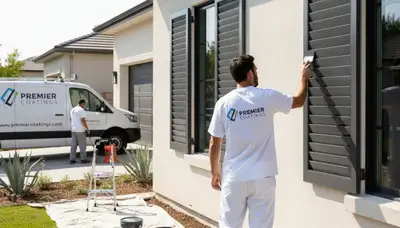 Professional shutter painting on Kansas City, KS home exterior with durable weather-resistant finish