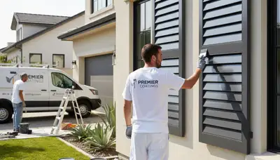 Professional shutter painting on Kansas City, KS home with durable weather-resistant finish