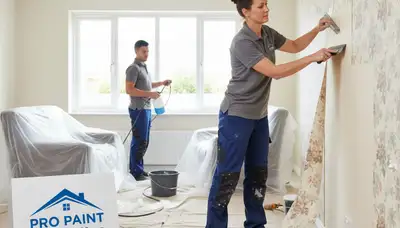 Professional wallpaper removal and wall prep by house painters in Kansas City, KS