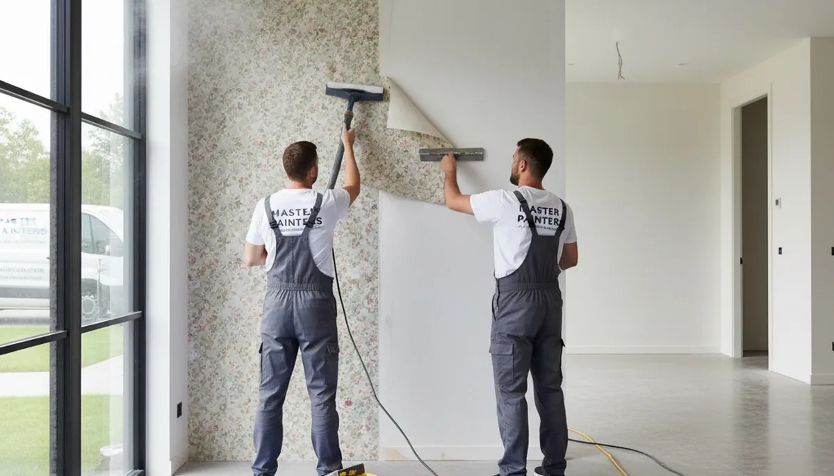 Professional wallpaper removal and wall prep by house painters in Kansas City, KS